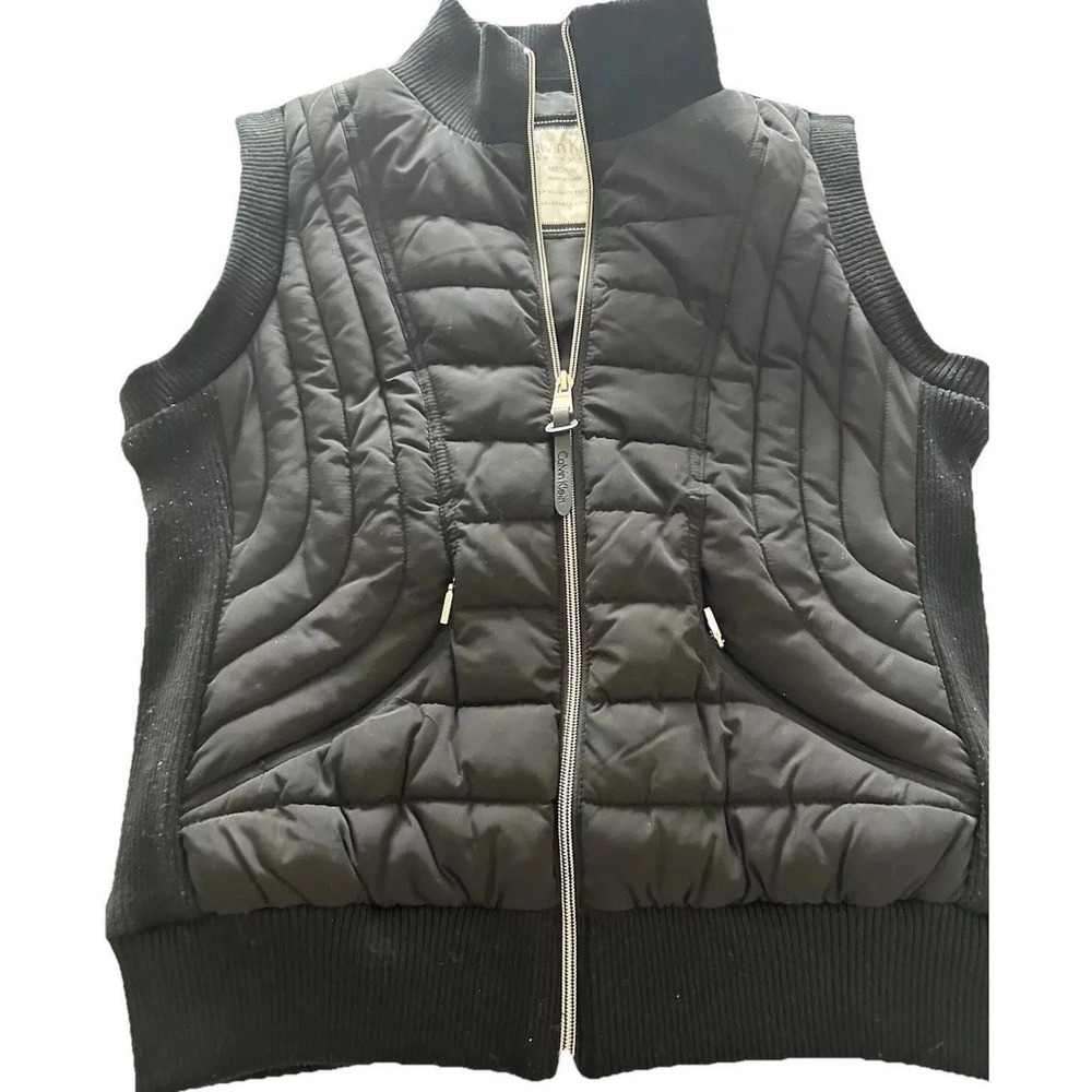 Calvin Klein Women's Quilted Performance Puffer Vest Black M Athleisure